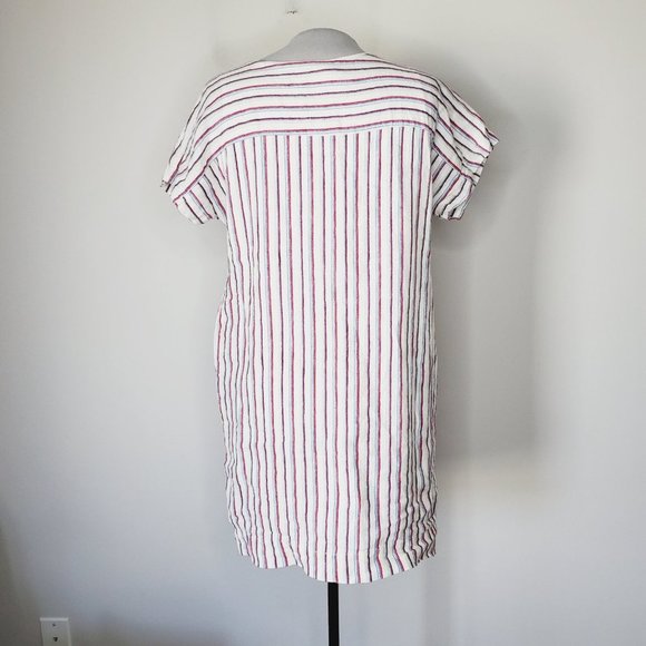 ANTHRO MO:VINT Linen Cream Striped Boho Lagenlook Shift Beach Dress - Picture 9 of 14